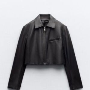 Zara Cropped Faux Leather Jacket NWT